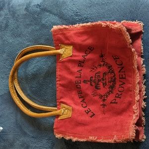 Myra Bag Carroty Upcycled Canvas & Leather Handbag S-1484, Red